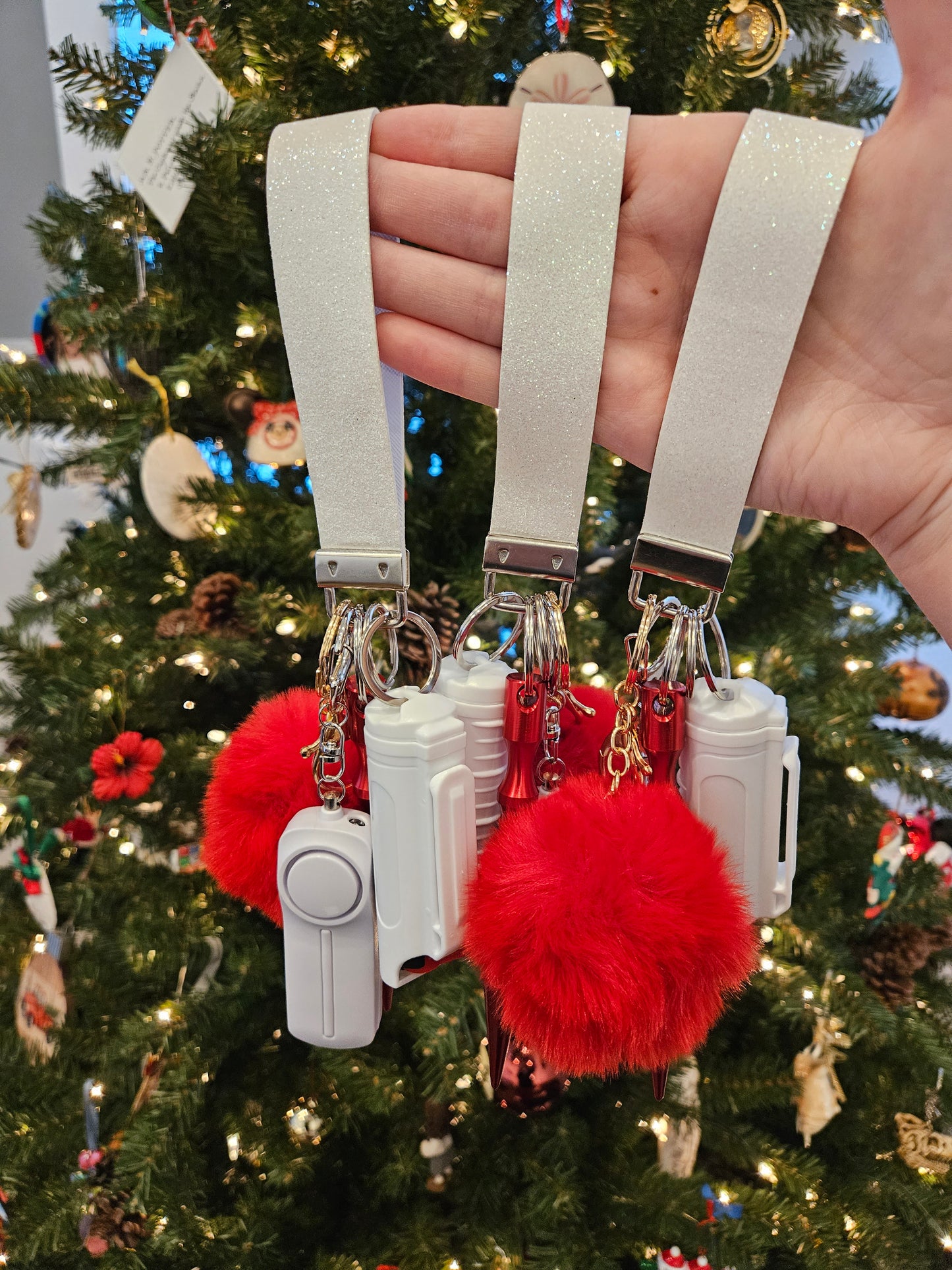 Candy Cane Handheld Keychain With Pepper Spray