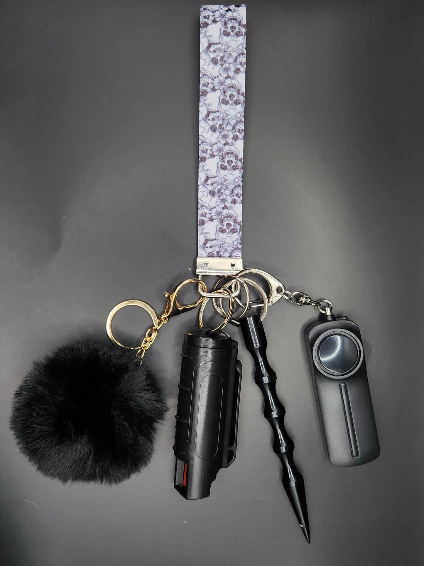 Skull with Flowers Wristlet - With Pepper Spray