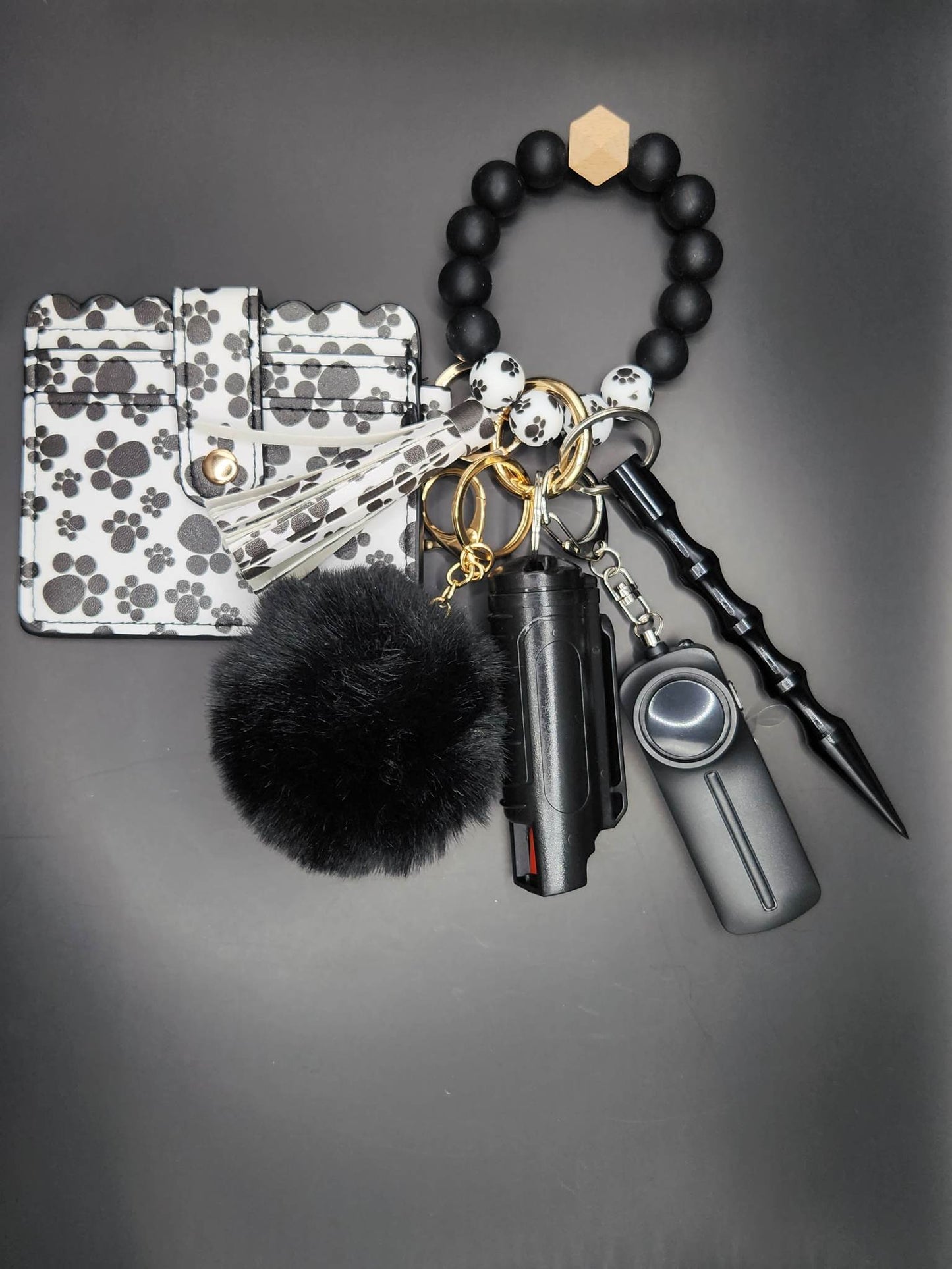 Paw Print Beaded Wallet - With Pepper Spray